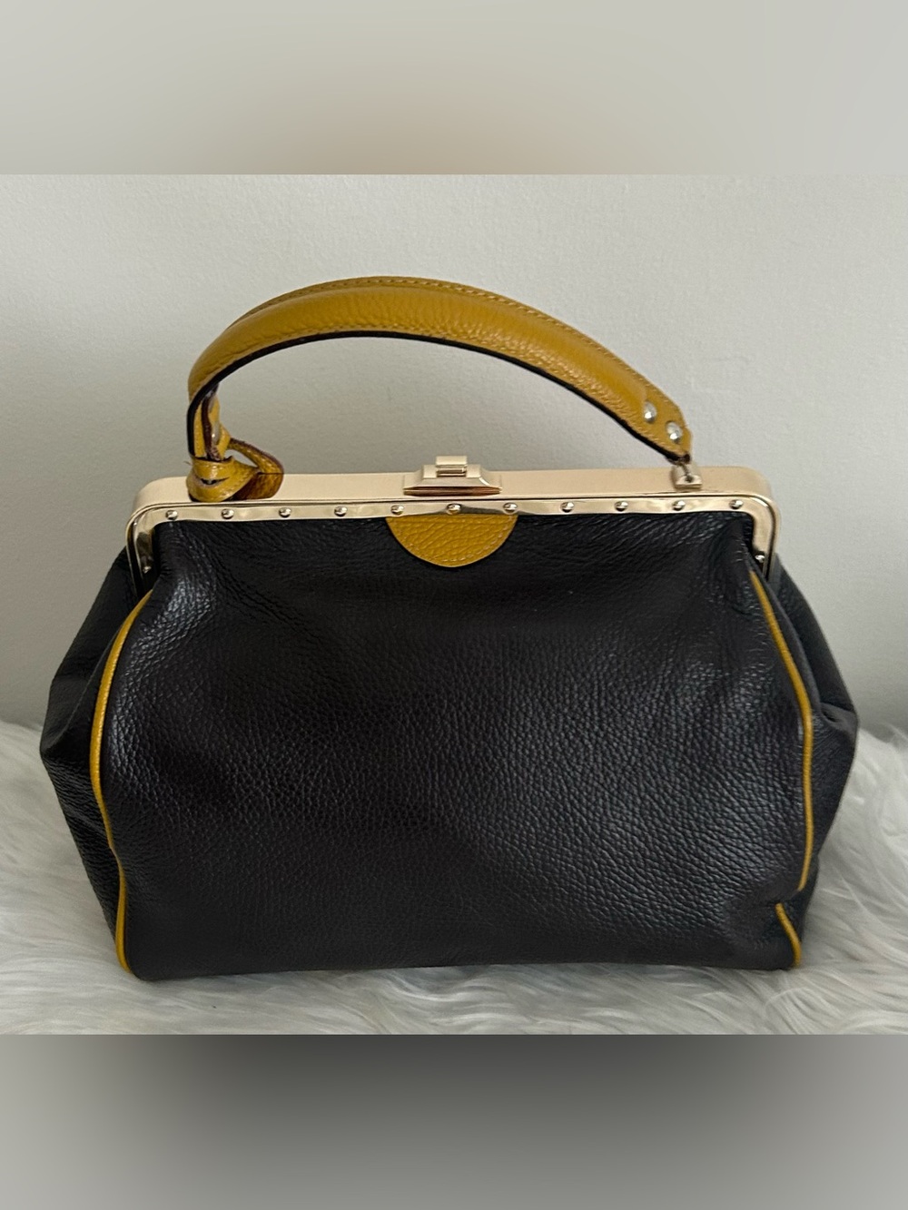 Claudia Firenze Leopard Calf Hair Leather Frame Satchel Made in Italy - Picture 7 of 15